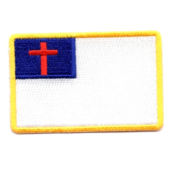 Unbranded CHRISTIAN FLAG GOLD BORDER Iron On Patch 3" Flags