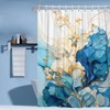 Uiiooazy Light Blue Flowers Shower Curtain for Bathroom Navy Blue