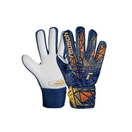 Reusch Attrakt Starter Grip Goalkeeper Gloves for Adults with Negative Cut and Outstanding Grip, 8, Blue/Gold