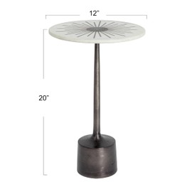 Creative Co-Op Luxe Aluminum and Marble Martini Table, Black