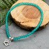 Sea Green Frosted Glass Bead Anklet with Silver Plated Paw