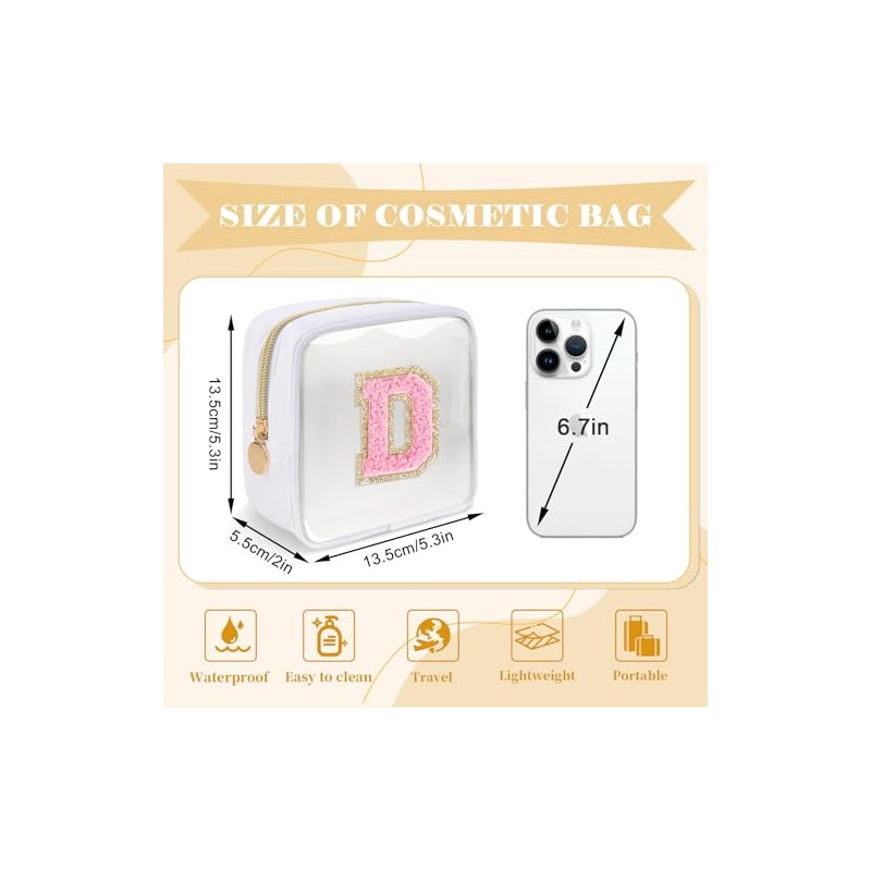 Bolsa de maquillaje transparente con letra inicial personalizada, mini bolsa