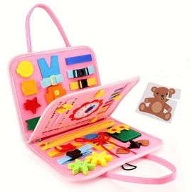 Dinosaur World Felt Handbag Book, 1 Set Early Development Activity Toy, Diy Educational  Learning Toy:_Pink_one size