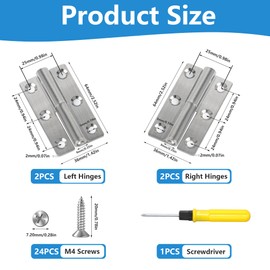 DesertBoy Pack of 4 Removable Hinges 2.5 Inches, Removable Door Hinges, Foldable, Flag Hinges, with Screws and Screwdriver, for Doors, Windows, Cabinets
