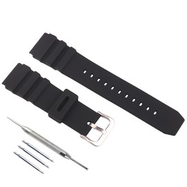 FACLE Men's silicone watch strap accessories Replacement Fit for casio MDV106-1A AMW320R AMW320D 200 M WR Outdoor sports rubber watch band Wristband bracelet (Black rubber)