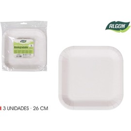 Algon Pack of 3 Disposable Plates - Size 26cm - Strong and Eco Friendly - Ideal for Parties, Events and Gatherings