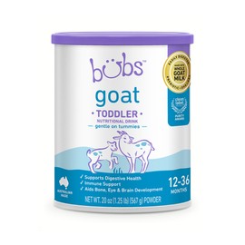 Bubs Goat Toddler Nutritional Drink, Non-GMO Whole Goat Milk-Based Gentle Formula, for Kids 12-36 Months, 20 oz