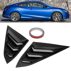 Side Louvers Cover, 2pcs ABS Rear Window Quarter Side Vent Window Louvers Scoop Cover Fit for Honda Civic 2016-2019