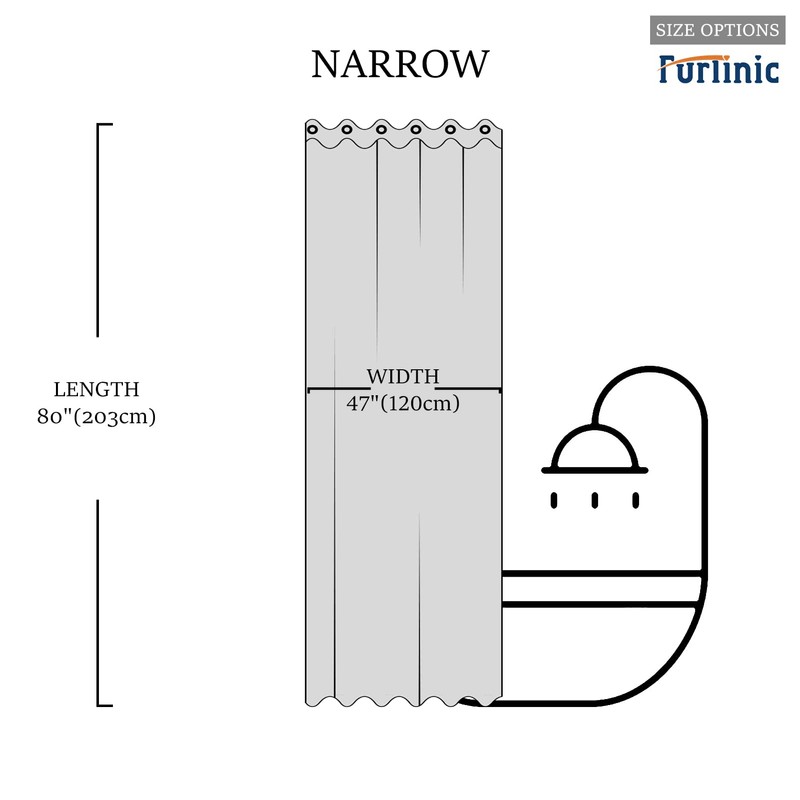 Furlinic Grey Shower Curtain Mould Proof Resistantand Waterproof Washable Extra