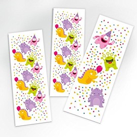 Mitgebsel Set aus 12 Lesezeichen + Mini-12 Notizblöcke lustige Monster/Geschenk für Kindergeburtstag Hochzeit Taufe Geburtstag Jungen Mädchen