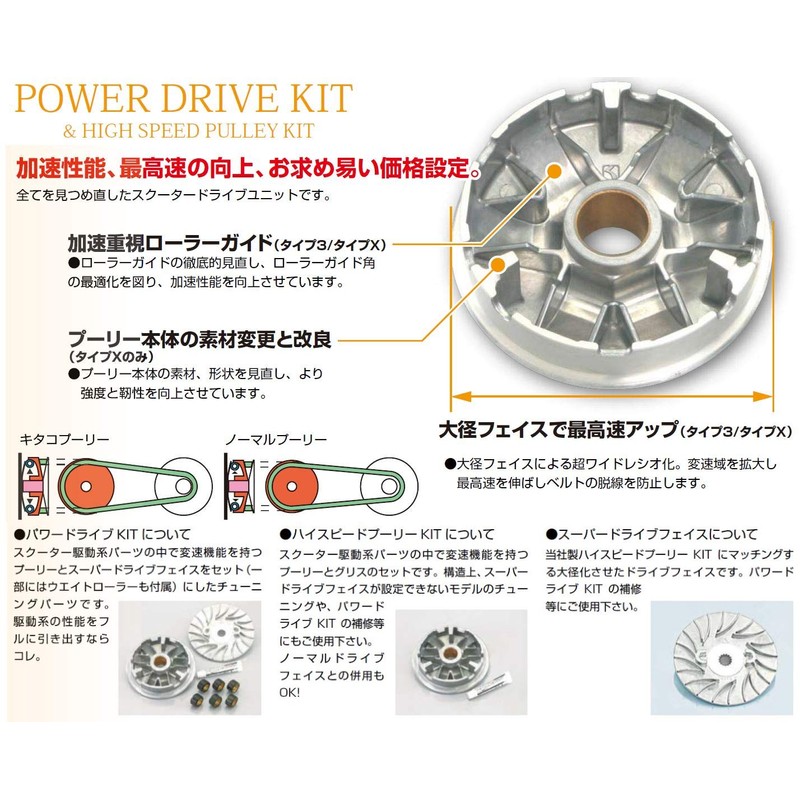 Kitaco 490-1128400 High Speed Pulley Kit, Type 3, Today (AF61),