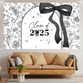 Lofaris Banner - 70.8x43.3 Inch Class of 2025 Graduation Banner with Floral Design, Polyester Material, Durable and Perfect for Graduation Party Decor, Commencement Ceremonies, and Celebrations