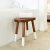 JOLLYMER Dip-Dyed Teak Stool Solid Wood Indoor Outdoor Shower/Bath/Spa Handmake