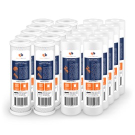 Aquaboon 5 Micron 10 x 2.5 House Water Filters Cartridges, Set of 20 | Sediment & Carbon Filter Replacements Compatible with WHKF-WHWC, P5, WHKF-GD05