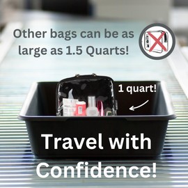 BORSALI TSA-Approved Quart-Sized Bag for Carry-on Travel - One (1) Quart Clear Toiletires, Cosmetic and 3-1-1 Liquids Toiletry Bag - Set of 3