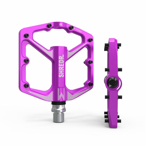 Shredr. Flat Pedals for MTB, Super Light Flat Pedals for