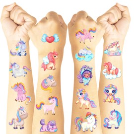 Unicorn Tattoos Girls Children's Tattoo Girls 12 Sheets Children's Tattoos Skin-Friendly Horse Tattoos School Cone Filling Girls Unicorn Birthday Rainbow Tattoo Children Unicorn Gifts for Girls