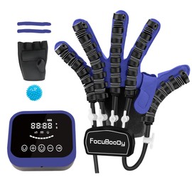 FocuBoody Hand Rehabilitation Robot Gloves Mobility Finger Training Equipment For Hemiplegia Stroke Cerebral Palsy Patient with USB Chargeable Left(Blue L)