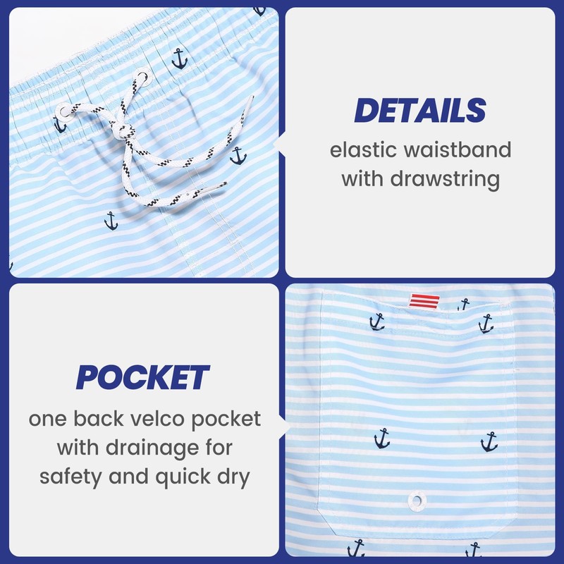 MaaMgic Mens Short Swim Trunks Quick Dry Swimming Shorts Print