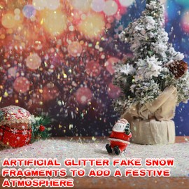 Aoriher Christmas Glitter Blue Snow Metallic Fake Snow for Crafts Foil Confetti Foil Flakes Flocking Powder Decoration Artificial Snow for Christmas Tree New Year Party (0.55 Pound)