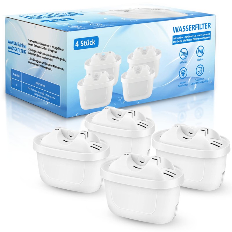 isinlive 4 Pack for Brita Maxtra Water Filter Cartridges Compatible