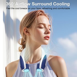 Hionly AI Neck Fan, 6 Speeds Adjustable Portable Personal Fan Rechargeable, 6000 mAh Battery Faster Cooling Wearable, Ultra Quiet for Home, Office, Travel, Outdoor