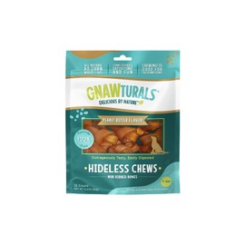 Gnawturals Hideless Chews Ribbed Bones| for Small Dogs (12 Bones, Peanut Butter)