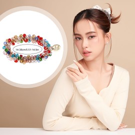 dusaniyali Pack of 8 Hair Bobbles Women's Beautiful Crystal Hair Scrunchies Women's Multiple Colours Hair Band Glitter Elastic Beaded Hair Ties for Ponytail Hair Accessories