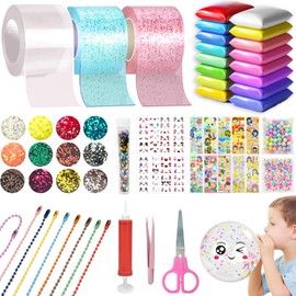 Puosike Nano Tape Bubbles Set, 3 m x 5 cm Nano Tape Craft Set with 3 Rolls, DIY Nano Double-Sided Tape, Stress Relief Toy Bubble Tape from 4+ Years, Girls, Boys (3 Pieces, White + Pink + Blue)