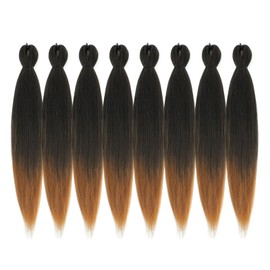 ROSDINA Pre-stretched Braiding Hair - 26 Inch 8 Packs Ombre Brown Super Long Braiding Hair For Twist or Box Braids, Yaki Texture Hot Water Setting Synthetic Braiding Hair Extensions (26 Inch, T30-8P)