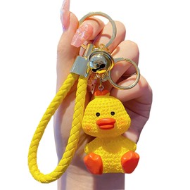 TOU-BEGUIN Charms Keychain, Cute Yellow Duck Car Key Ring Decoration, Delicate Handbag Keys Resin Accessories Gifts for Kids Boys Girls Women