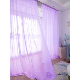 Window Purple Sheer Curtains 72 Inches Long 2 Panels Basic Rod Pocket Panel for Bedroom Children Living Room Yard Kitchen