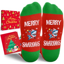 HAPPYPOP Christmas Gifts Shark Socks - Secret Santa Socks for Teen Men Women Xmas Stocking Stuffers