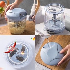 Magik 1-2 Pc Hand Blender Kitchen Tool Pull Vegetable Food Chopper Slicer Processor (1000 ML/33.81 OZ2Pack)