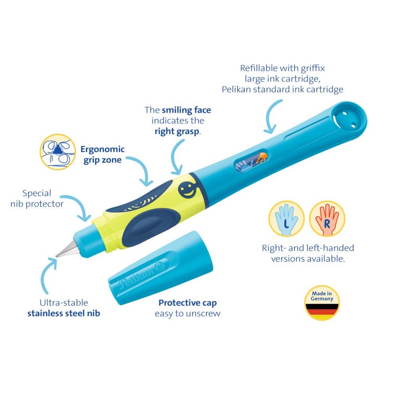 Pelikan 805681 Griffix Fountain Pen for Left-Handed Users with Twist