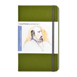 Travelogue Drawing Book, Large Portrait 8-1/4 x 5-1/2, Cadmium Green Artist Journal