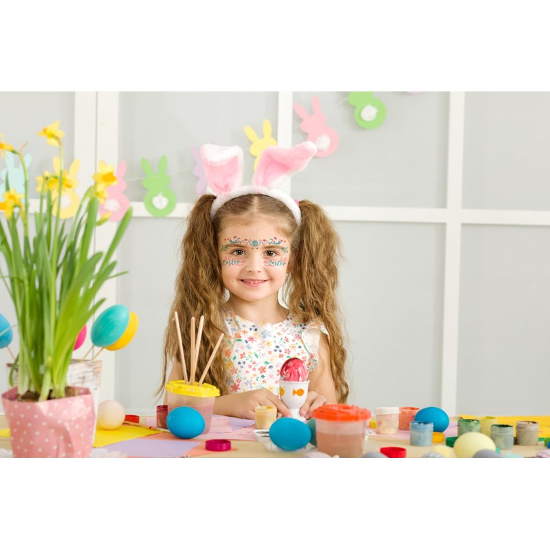 CAMOSE Easter Face Tattoos For Kids Aldult,10 Styles Face Bunny