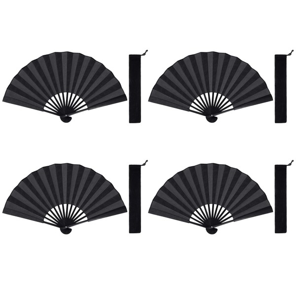 choyaxo 4 Set 13 inches Black Folding Hand Fan Large