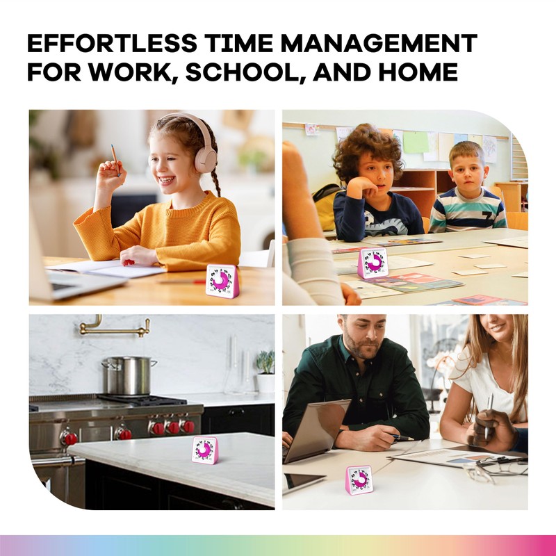 Baby Pink Visual Timer - 60 Min Countdown, Silent, Loud