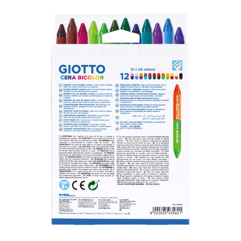 GIOTTO 291300 Wax Crayons Two-Tone