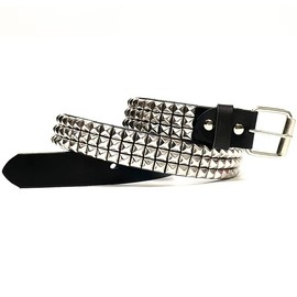 SCOPLATY Black Studded Belt Genuine Leather Belts Punk Rock Belt for Men Women for Jeans Y2k Belt Goth Rivets Belt (L)