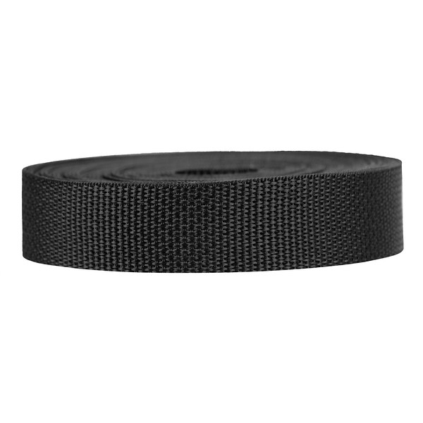 Strapworks Lightweight Polypropylene Webbing - Poly Strapping for Outdoor DIY Gear Repair, Pet Collars, Crafts - 1 Inch x 50 Yards - Black