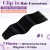 LaaVoo Black Real Hair Clip-In Extensions, Invisible Clip-In Remy Hair