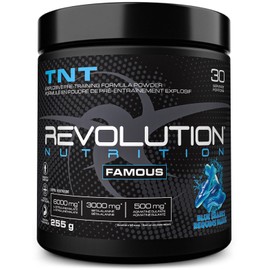 Revolution Nutrition Revolution Nutrition, TNT, Pre-Workout Powder, Pumps & Strength, Extreme Intensity, Hyper Concentrate, Citrulline Malate 2:1, Beta Alanine, Agmatine Sulfate, Caffeine, For Men & Women, 255g, 30 Servings (Blue Sharks, 0.56 Pound)