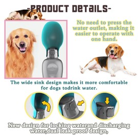 Hoclauho Dog Drinking Bottle, 800 ml, Foldable, Leak-Proof Water Bottle for Dogs on the Go with Bowl, BPA-Free, Antibacterial, Ideal for Walks, Travel, Car Trips