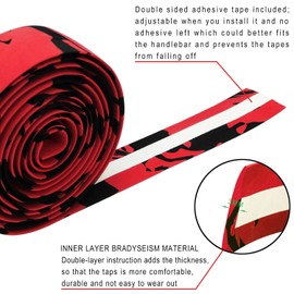 TOPCABIN 2 Rolls Bicycle Handlebar Tapes Camouflage Series Comfort GEL Road Bike Handlebar Tape Bike Bar Tape with Reflective Bar Plugs ((a pair) Red)
