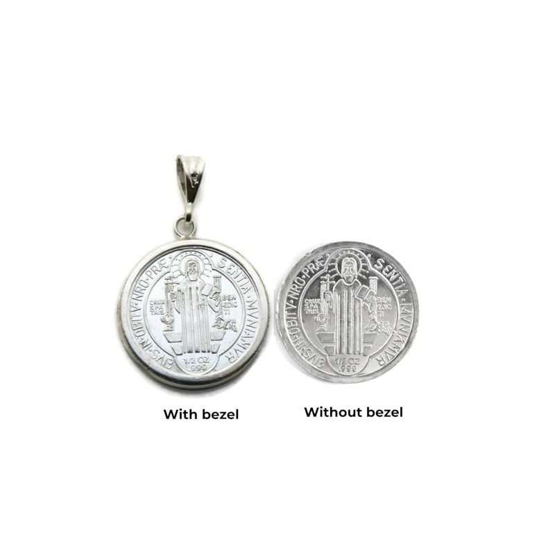 St. Benedict .999 Pure Silver coin on a .925 Sterling