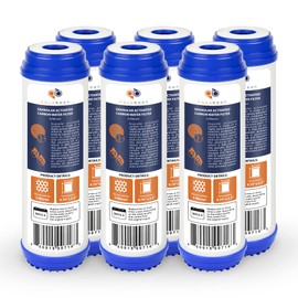Aquaboon 5 Micron 10 x 2.5 Granular Activated Carbon Water Filter Cartridge GAC Water Filter Replacement Compatible with AP117, GAC-10, GAC1, 6 Pack
