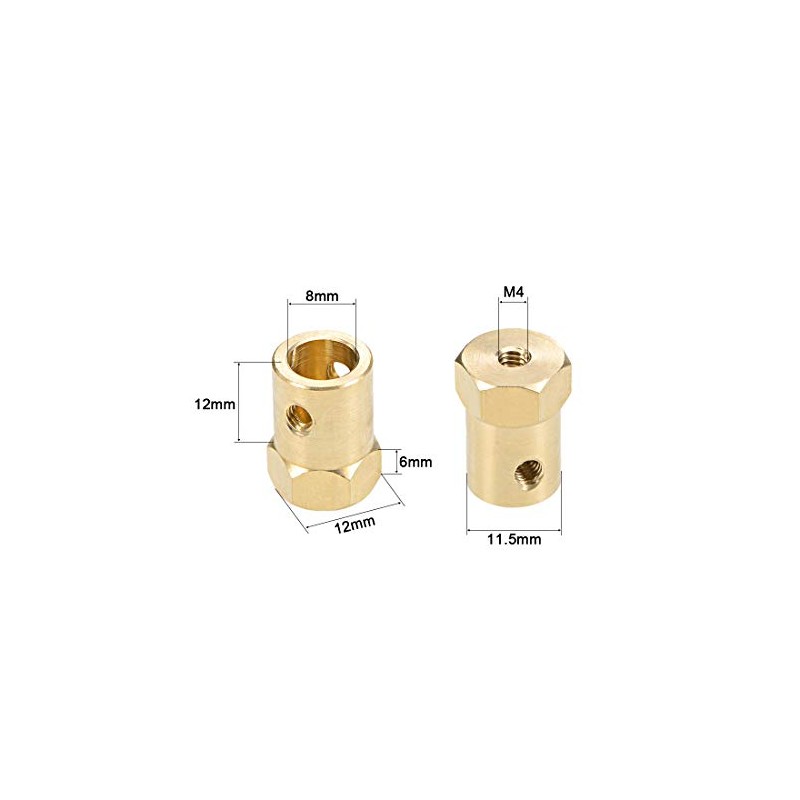 sourcing map Hex Coupler 8mm Bore Motor Hex Brass Shaft