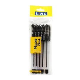 linc Maxo Fine Ballpoint Pen, Black Ink, Pack of 25, Click-Off Cap, Tip Size: 0.7mm